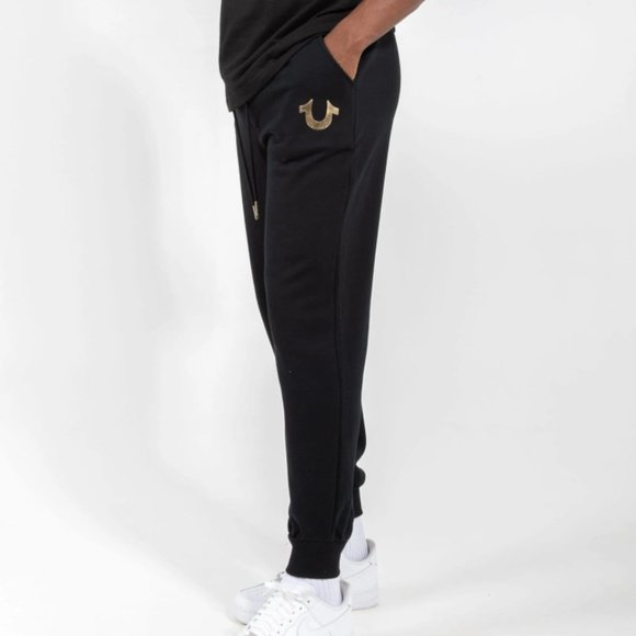 True Religion Metallic Horse Shoe Logo Jogger Sweatpants - Picture 2 of 3